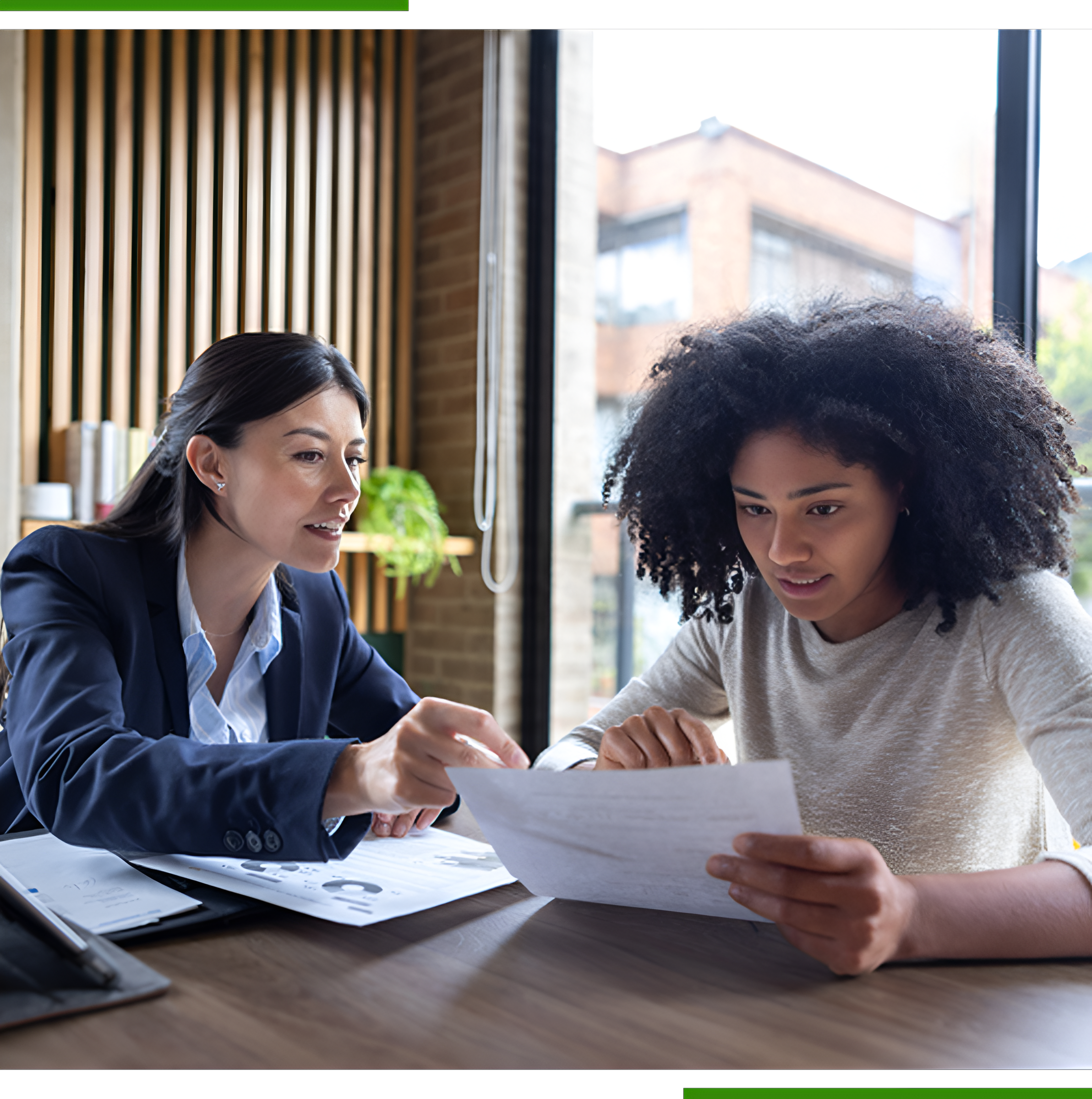 Business meeting with document discussion