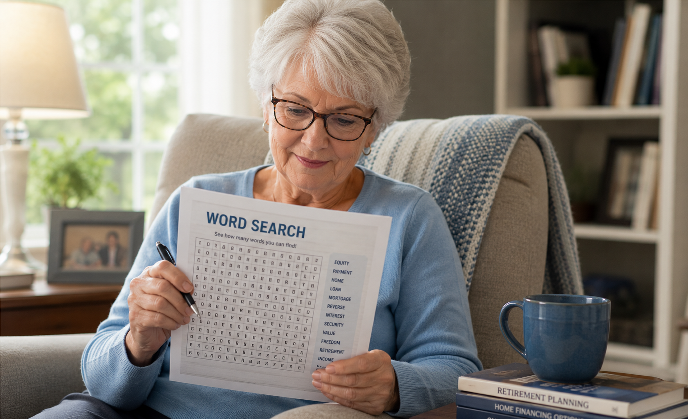 Senior relaxing with a word search
